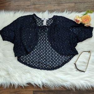 Grass Collection navy crochet coverup